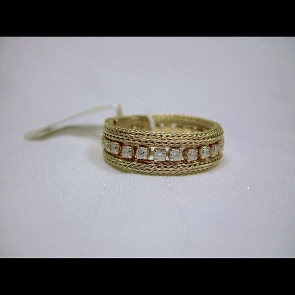 Simulated Diamond 14 K Yellow Gold Sterling Silver ring Woman Jewelry - Picture 13 of 14